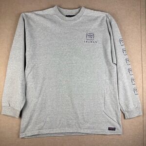 Vintage Jansport Shirt Mens L Gray Truman Bulldogs College USA Made Long Sleeve